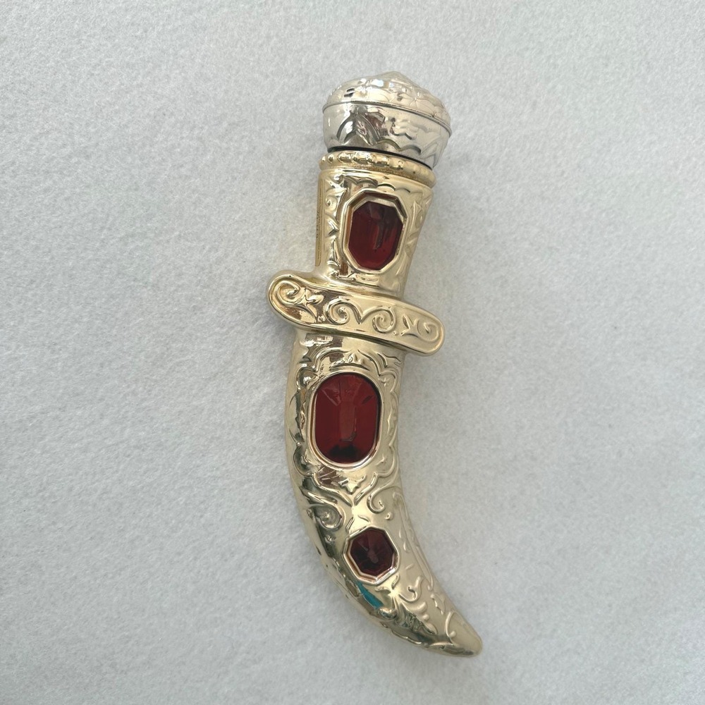Vintage Avon Dagger Cologne Bottle Gold Tone Red Gem‎ Sword Empty with Box